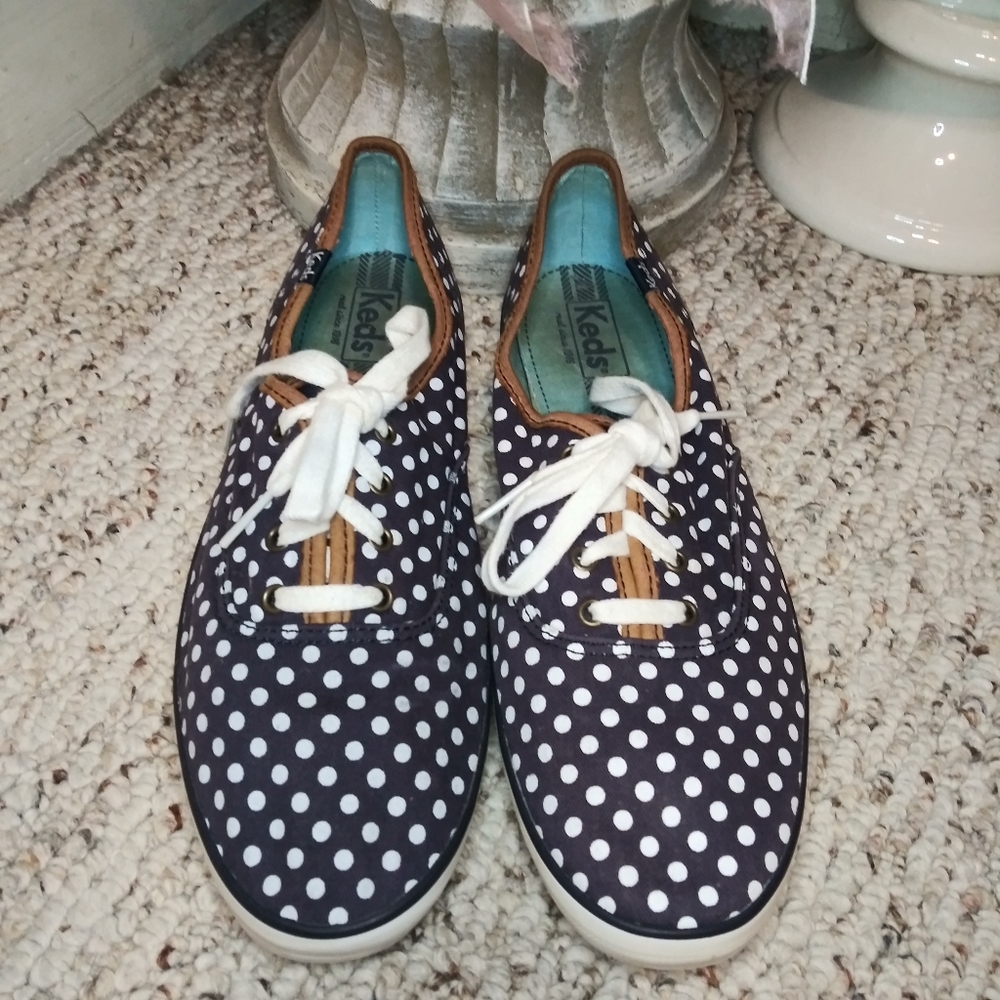Keds Navy & White Polka Dot Champion Sneakers - Picture 4 of 11